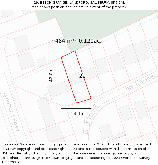 29, BEECH GRANGE, LANDFORD, SALISBURY, SP5 2AL: Plot and title map