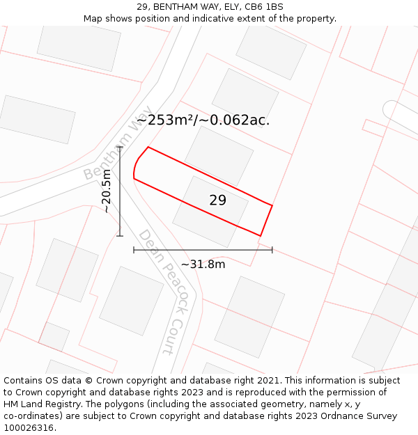 29, BENTHAM WAY, ELY, CB6 1BS: Plot and title map