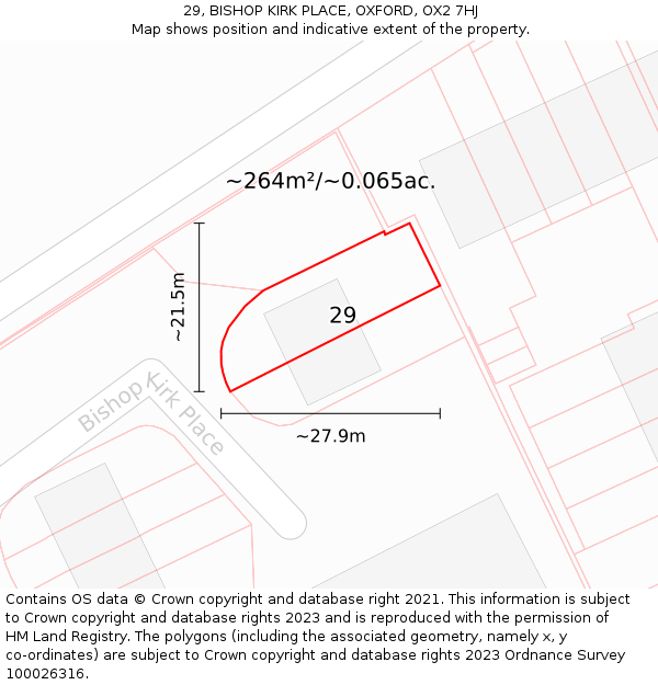 29, BISHOP KIRK PLACE, OXFORD, OX2 7HJ: Plot and title map