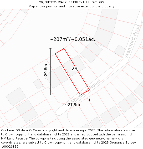 29, BITTERN WALK, BRIERLEY HILL, DY5 2PX: Plot and title map