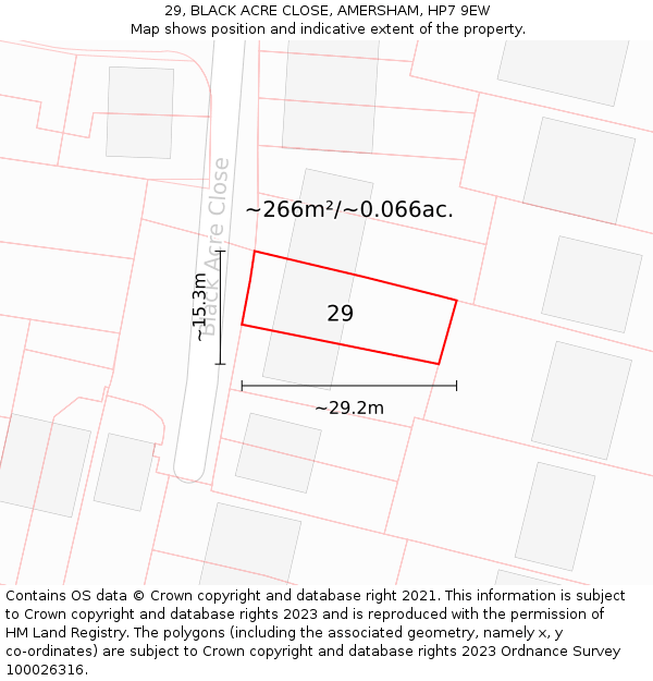 29, BLACK ACRE CLOSE, AMERSHAM, HP7 9EW: Plot and title map