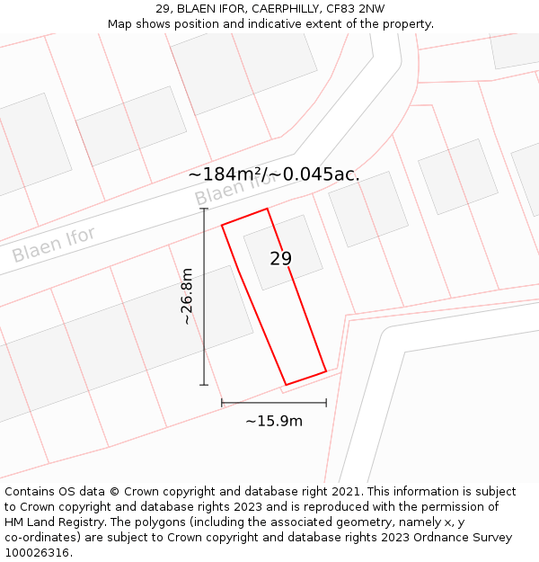 29, BLAEN IFOR, CAERPHILLY, CF83 2NW: Plot and title map