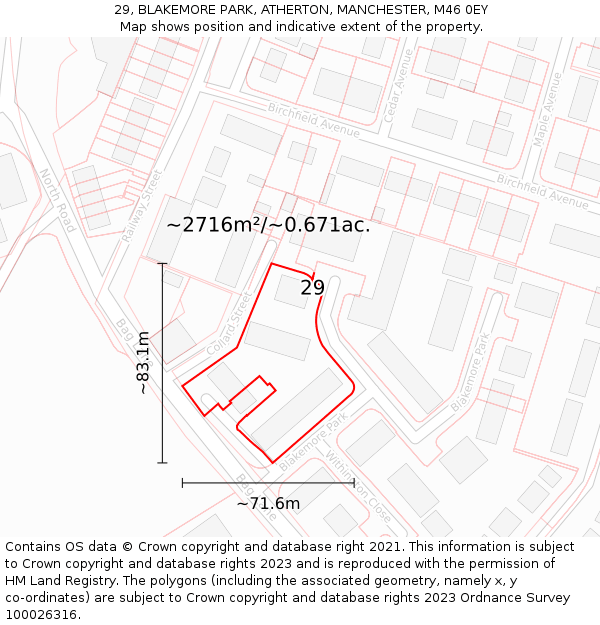 29, BLAKEMORE PARK, ATHERTON, MANCHESTER, M46 0EY: Plot and title map