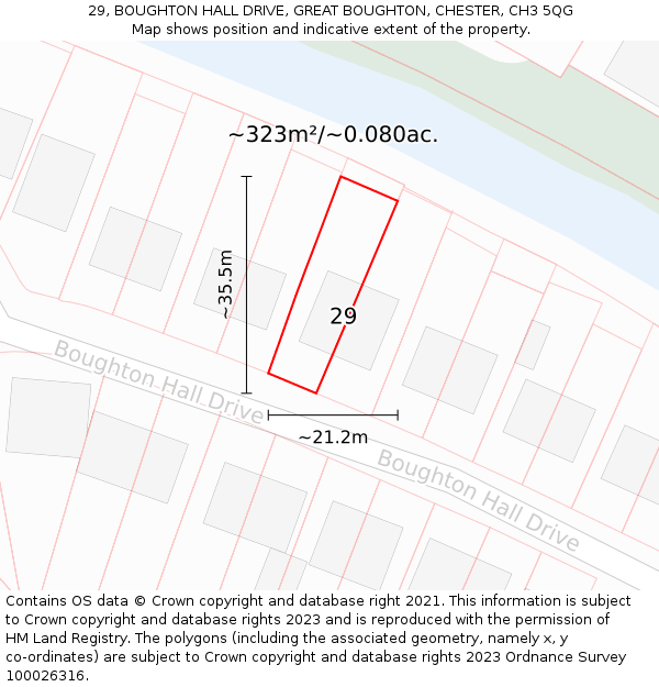 29, BOUGHTON HALL DRIVE, GREAT BOUGHTON, CHESTER, CH3 5QG: Plot and title map