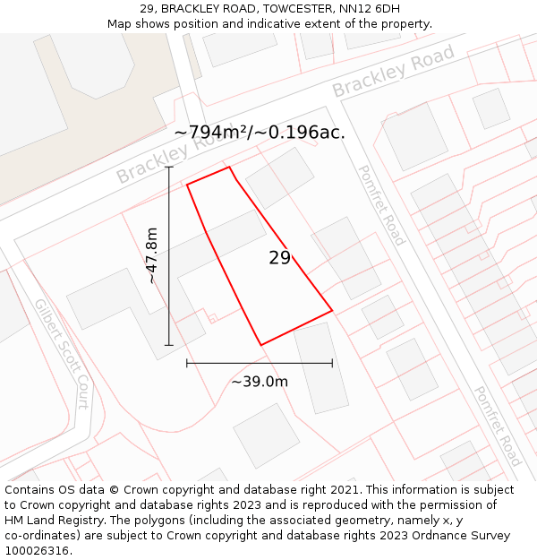 29, BRACKLEY ROAD, TOWCESTER, NN12 6DH: Plot and title map