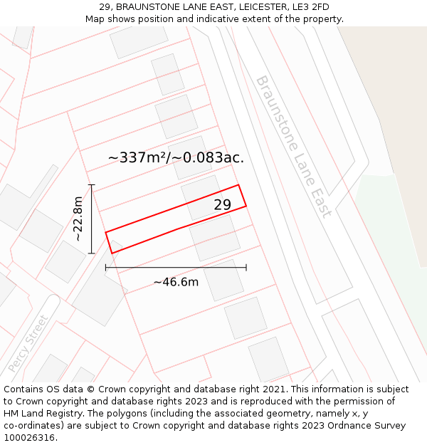 29, BRAUNSTONE LANE EAST, LEICESTER, LE3 2FD: Plot and title map