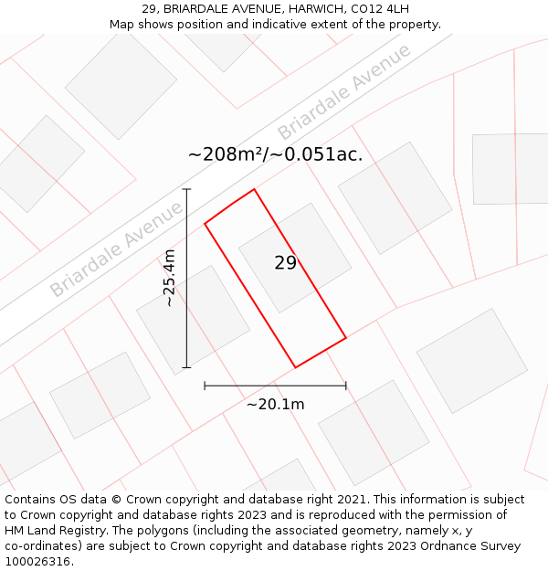 29, BRIARDALE AVENUE, HARWICH, CO12 4LH: Plot and title map