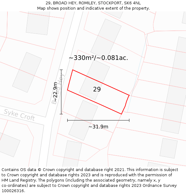 29, BROAD HEY, ROMILEY, STOCKPORT, SK6 4NL: Plot and title map