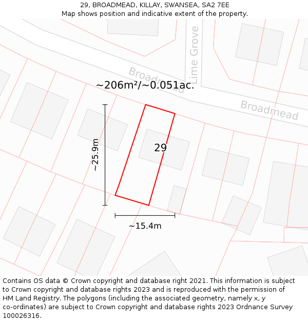 29, BROADMEAD, KILLAY, SWANSEA, SA2 7EE: Plot and title map