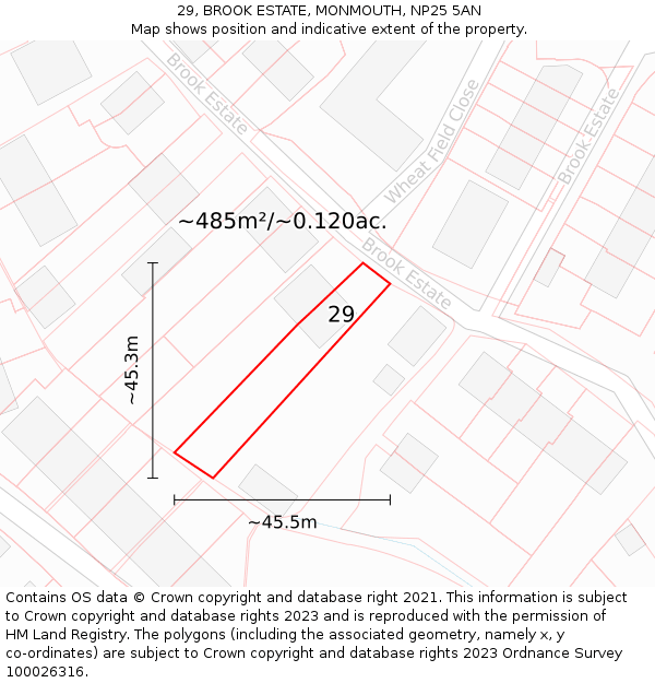 29, BROOK ESTATE, MONMOUTH, NP25 5AN: Plot and title map