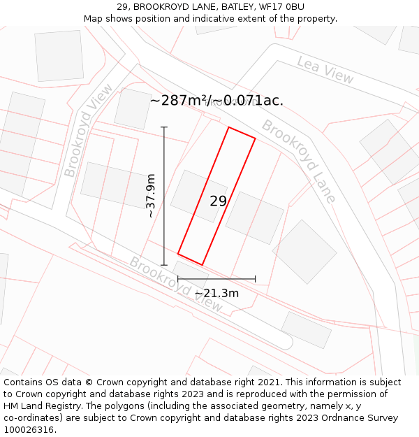 29, BROOKROYD LANE, BATLEY, WF17 0BU: Plot and title map