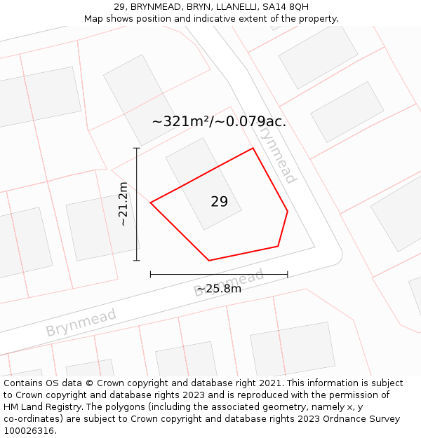 29, BRYNMEAD, BRYN, LLANELLI, SA14 8QH: Plot and title map