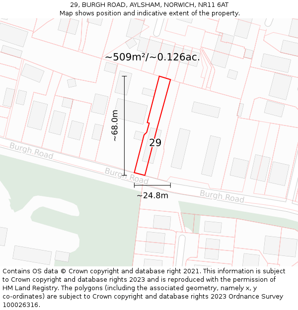 29, BURGH ROAD, AYLSHAM, NORWICH, NR11 6AT: Plot and title map