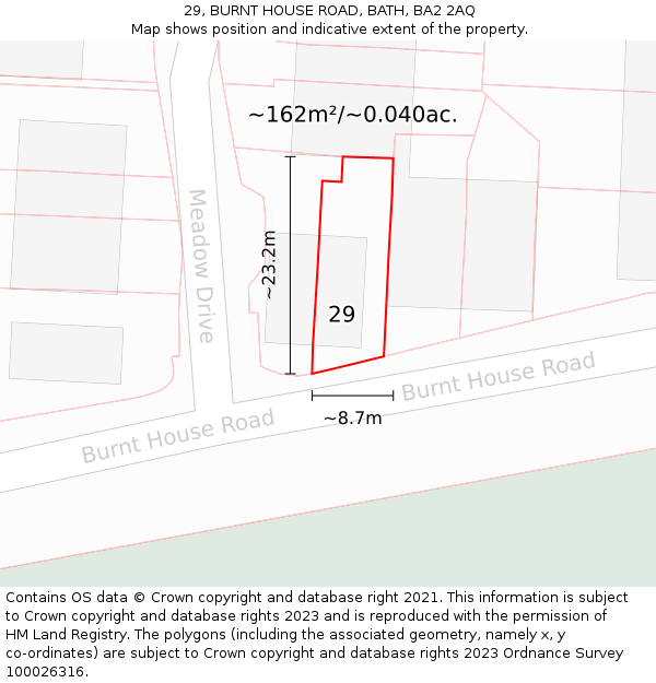 29, BURNT HOUSE ROAD, BATH, BA2 2AQ: Plot and title map