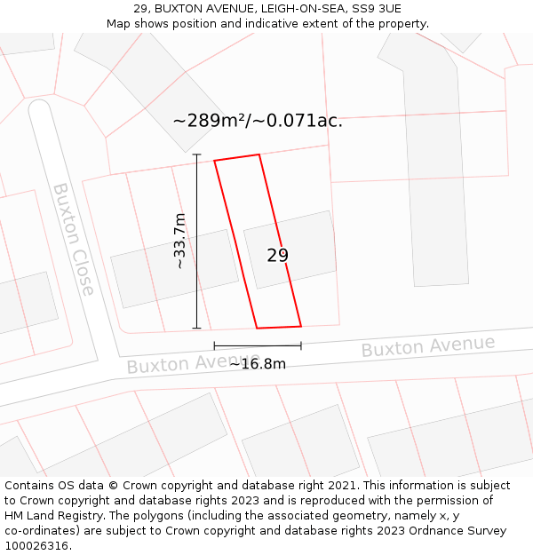 29, BUXTON AVENUE, LEIGH-ON-SEA, SS9 3UE: Plot and title map