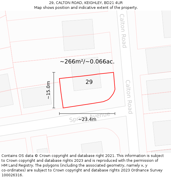 29, CALTON ROAD, KEIGHLEY, BD21 4UR: Plot and title map