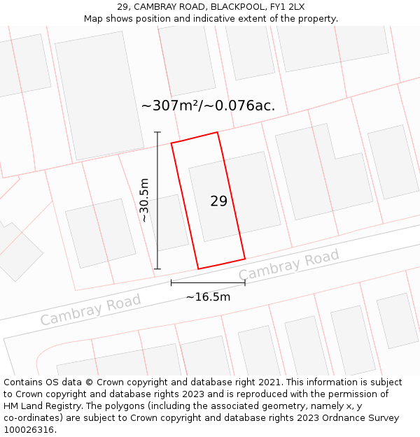 29, CAMBRAY ROAD, BLACKPOOL, FY1 2LX: Plot and title map