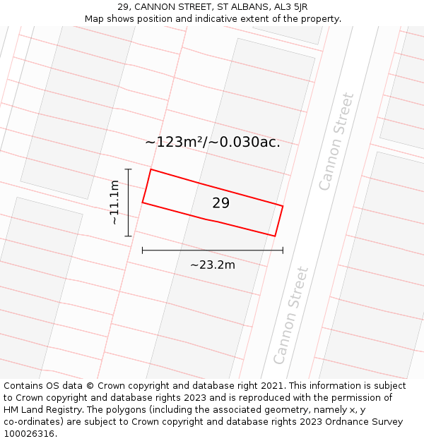 29, CANNON STREET, ST ALBANS, AL3 5JR: Plot and title map