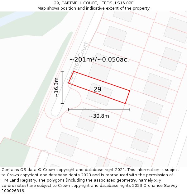 29, CARTMELL COURT, LEEDS, LS15 0PE: Plot and title map