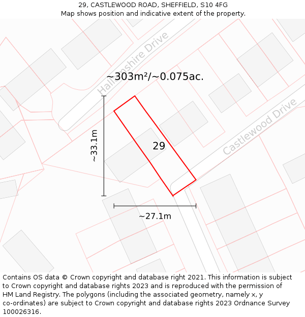 29, CASTLEWOOD ROAD, SHEFFIELD, S10 4FG: Plot and title map