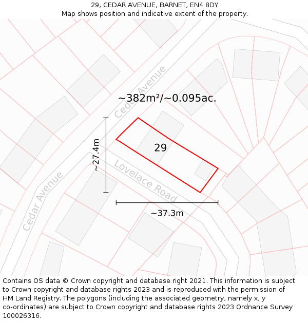 29, CEDAR AVENUE, BARNET, EN4 8DY: Plot and title map