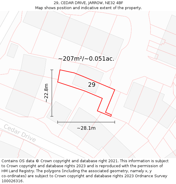 29, CEDAR DRIVE, JARROW, NE32 4BF: Plot and title map