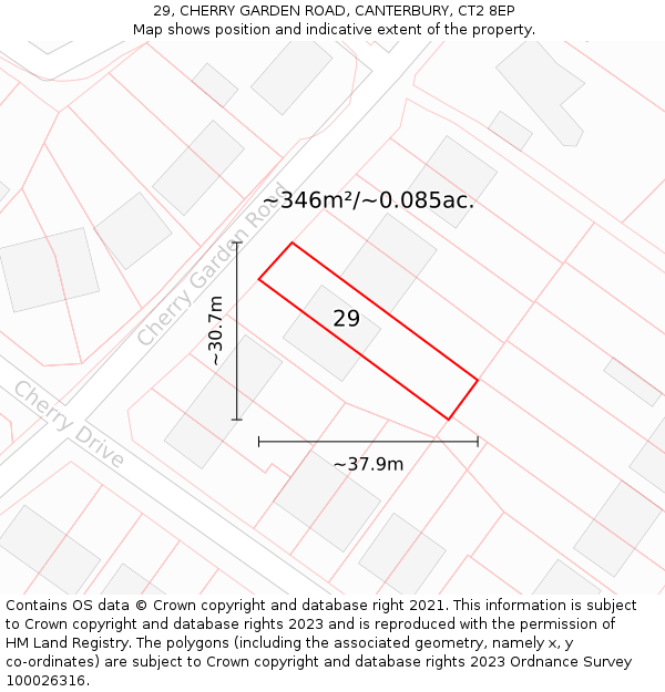 29, CHERRY GARDEN ROAD, CANTERBURY, CT2 8EP: Plot and title map