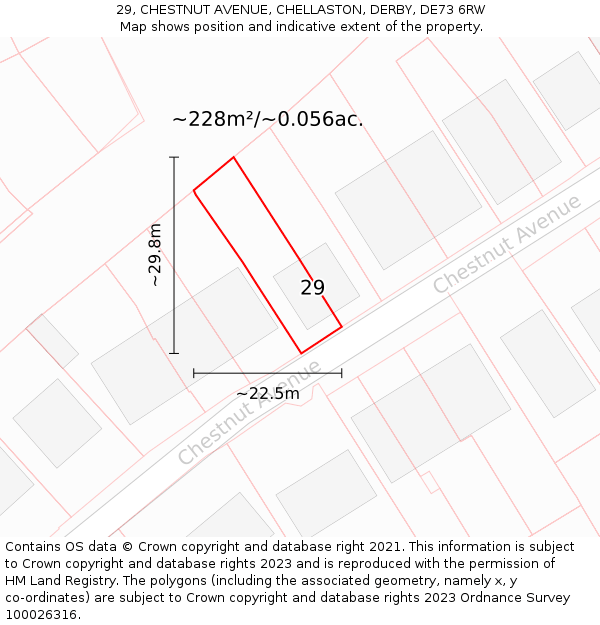 29, CHESTNUT AVENUE, CHELLASTON, DERBY, DE73 6RW: Plot and title map