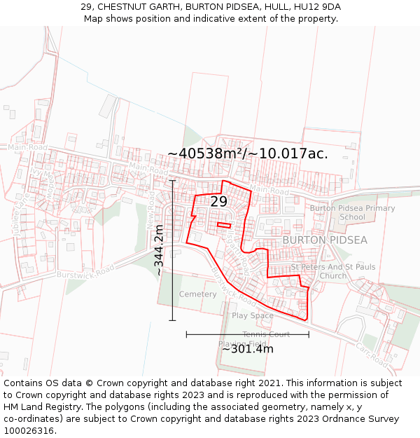 29, CHESTNUT GARTH, BURTON PIDSEA, HULL, HU12 9DA: Plot and title map