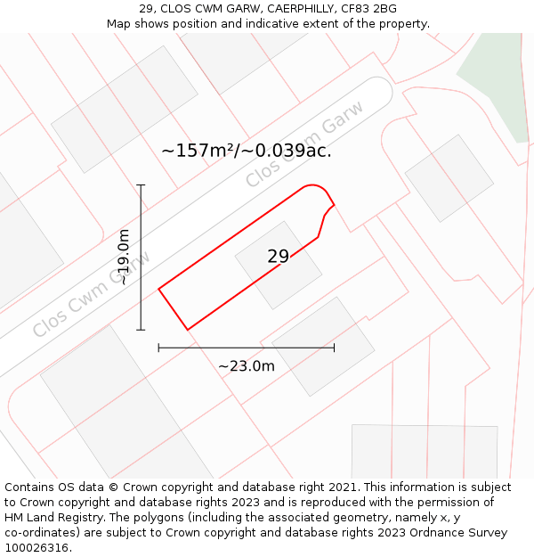 29, CLOS CWM GARW, CAERPHILLY, CF83 2BG: Plot and title map