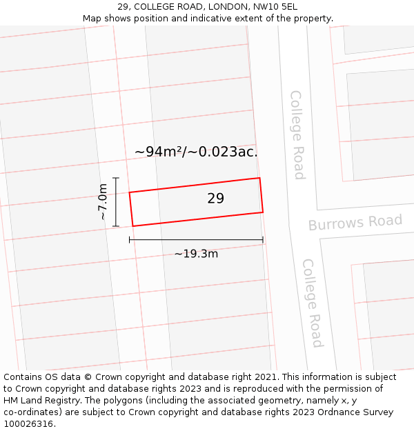 29, COLLEGE ROAD, LONDON, NW10 5EL: Plot and title map