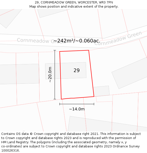 29, CORNMEADOW GREEN, WORCESTER, WR3 7PN: Plot and title map