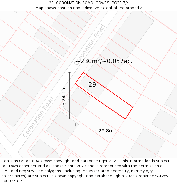 29, CORONATION ROAD, COWES, PO31 7JY: Plot and title map