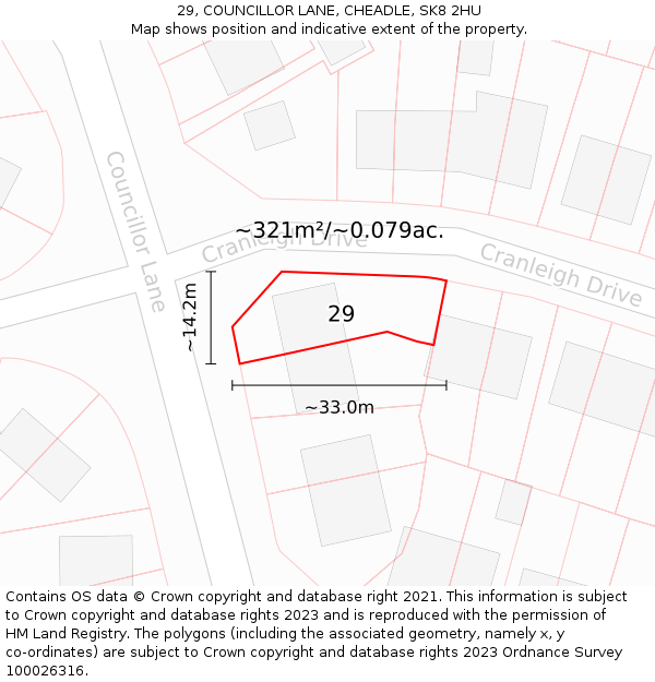 29, COUNCILLOR LANE, CHEADLE, SK8 2HU: Plot and title map