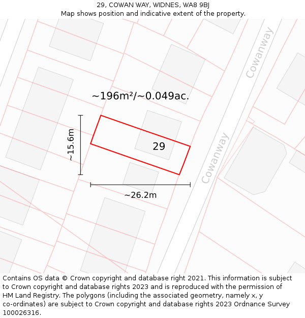 29, COWAN WAY, WIDNES, WA8 9BJ: Plot and title map