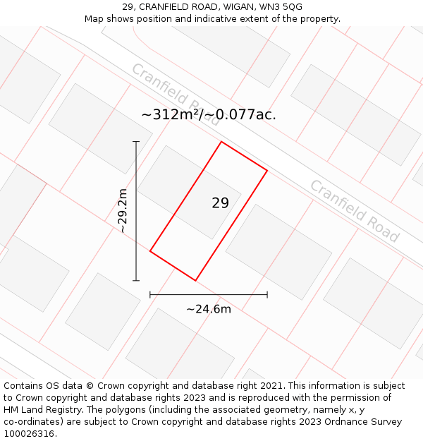 29, CRANFIELD ROAD, WIGAN, WN3 5QG: Plot and title map