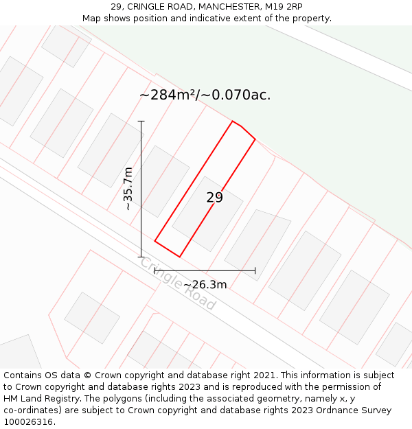 29, CRINGLE ROAD, MANCHESTER, M19 2RP: Plot and title map