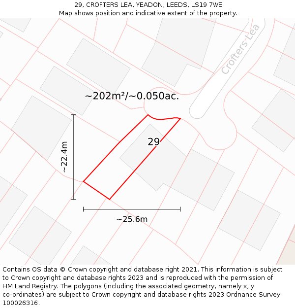 29, CROFTERS LEA, YEADON, LEEDS, LS19 7WE: Plot and title map