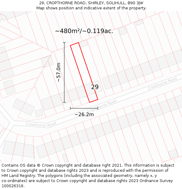 29, CROPTHORNE ROAD, SHIRLEY, SOLIHULL, B90 3JW: Plot and title map