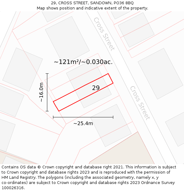 29, CROSS STREET, SANDOWN, PO36 8BQ: Plot and title map