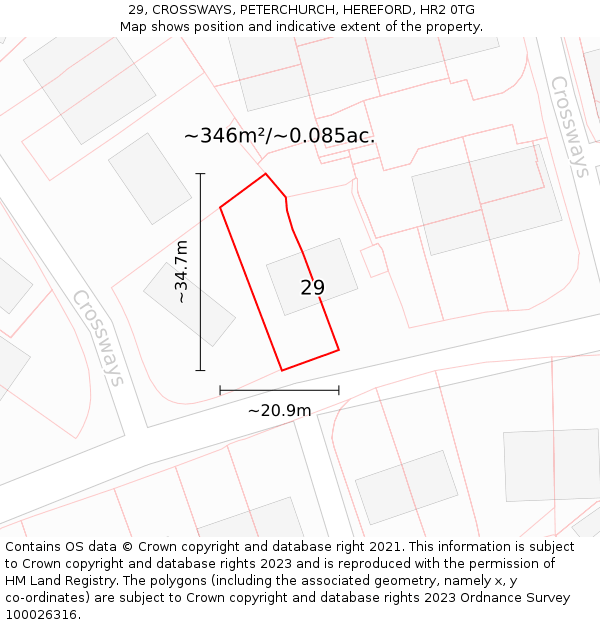 29, CROSSWAYS, PETERCHURCH, HEREFORD, HR2 0TG: Plot and title map