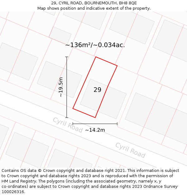 29, CYRIL ROAD, BOURNEMOUTH, BH8 8QE: Plot and title map