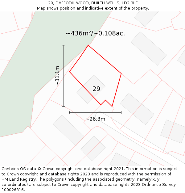 29, DAFFODIL WOOD, BUILTH WELLS, LD2 3LE: Plot and title map