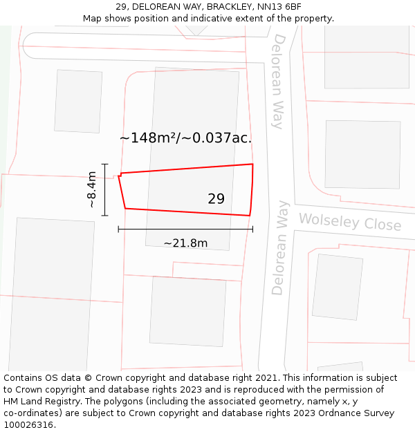 29, DELOREAN WAY, BRACKLEY, NN13 6BF: Plot and title map