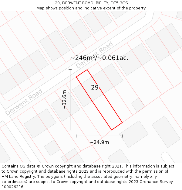 29, DERWENT ROAD, RIPLEY, DE5 3GS: Plot and title map