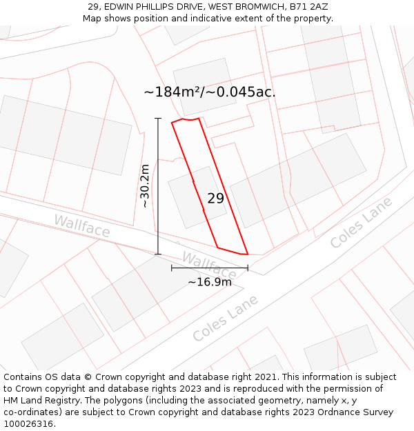 29, EDWIN PHILLIPS DRIVE, WEST BROMWICH, B71 2AZ: Plot and title map