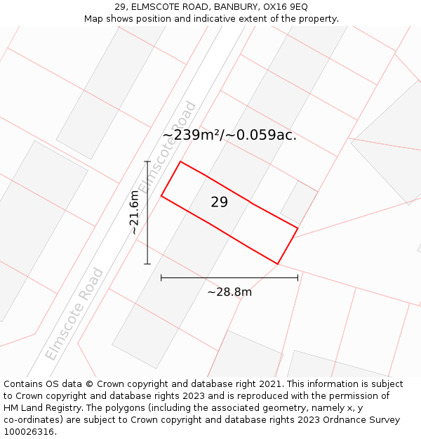 29, ELMSCOTE ROAD, BANBURY, OX16 9EQ: Plot and title map