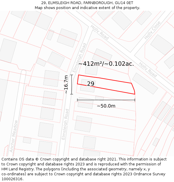 29, ELMSLEIGH ROAD, FARNBOROUGH, GU14 0ET: Plot and title map