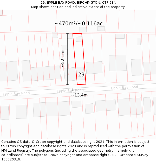 29, EPPLE BAY ROAD, BIRCHINGTON, CT7 9EN: Plot and title map