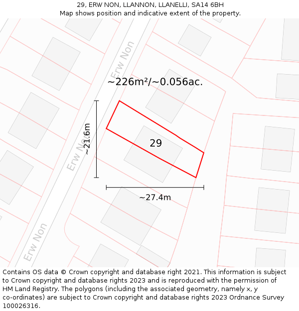 29, ERW NON, LLANNON, LLANELLI, SA14 6BH: Plot and title map